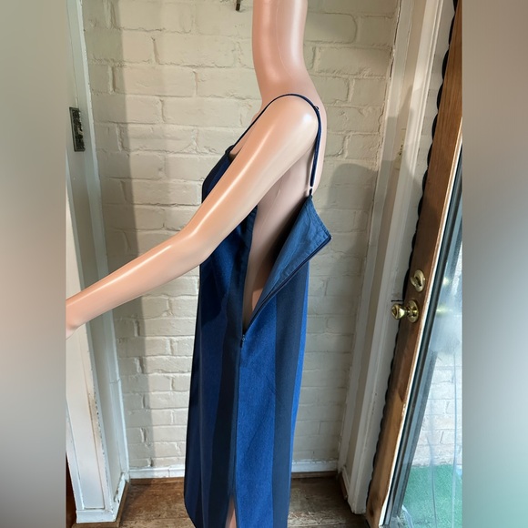 Mod Ref size small dark and light stripped blue long maxi sundress boho - Picture 3 of 13